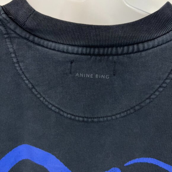 Anine Bing Jace Viper Sweatshirt in Washed Black Size Large - Picture 6 of 10